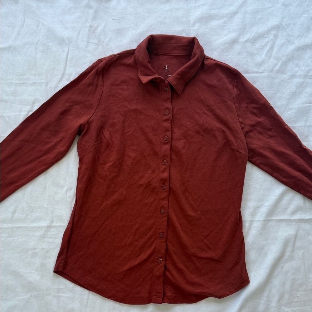 Isaac Misrahi Live Rust Long Sleeve Button-Up Shirt